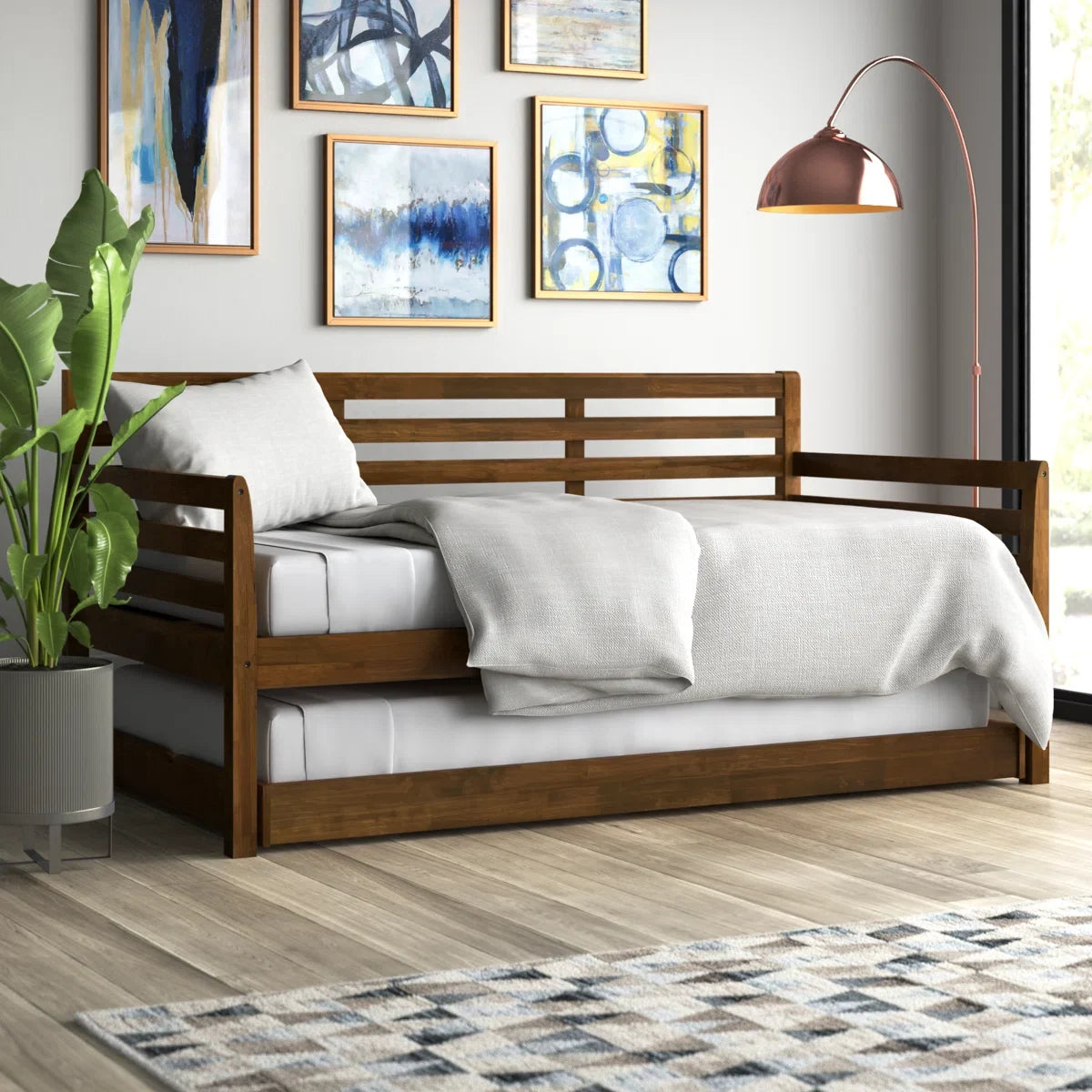 Alexz Wood Daybed with Pop Up Trundle Bed