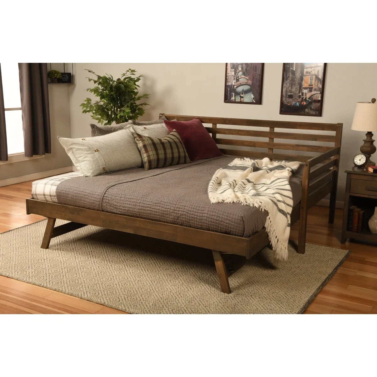 Alexz Wood Daybed with Pop Up Trundle Bed