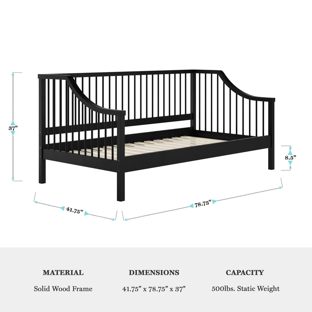 Martha Stewart Neely Wooden Platform Daybed With Spindles And Wood Slat Foundation